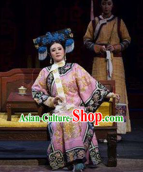 Chinese Historical Drama Yangshi Lei Ancient Queen Mother Garment Costumes Traditional Stage Show Dress Qing Dynasty Empress Dowager Cixi Apparels and Headpieces