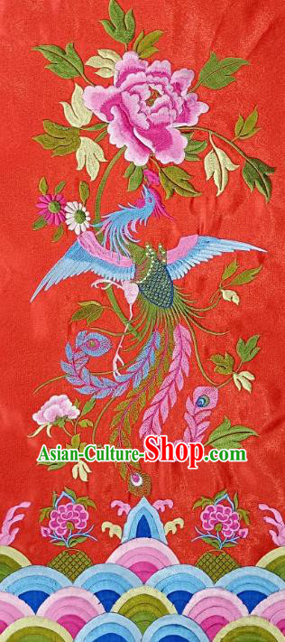 Chinese Traditional Embroidered Phoenix Peony Red Patch Decoration Embroidery Applique Craft Embroidered Dress Accessories
