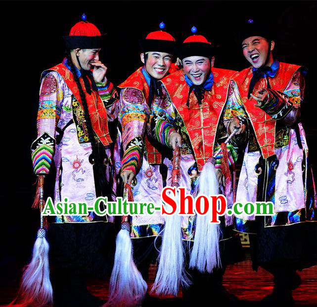 Chinese Traditional Qing Dynasty Eunuch Clothing Stage Performance Dance Drama The Summer Palace Apparels Costumes Ancient Court Servant Garment and Headwear