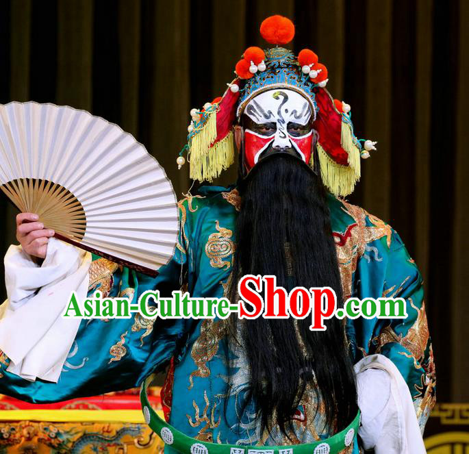 He Gong Huan Qing Chinese Sichuan Opera Painted Role Apparels Costumes and Headpieces Peking Opera Highlights Elderly Male Garment Prime Minister Xi Boyu Clothing