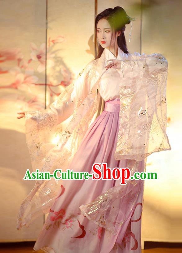 Chinese Ming Dynasty Nobility Lady Hanfu Dress Traditional Apparels Ancient Drama Goddess Historical Costumes for Women