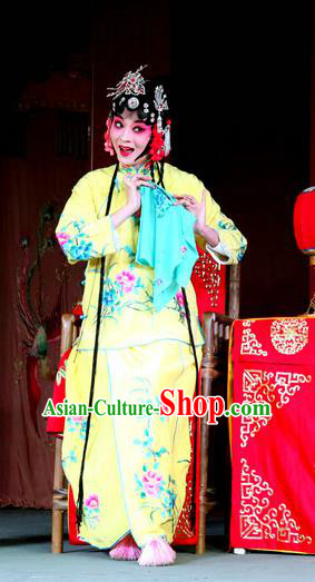 Chinese Sichuan Opera Highlights Actress Garment Costumes and Headdress Dong Fang Traditional Peking Opera Diva Yellow Dress Hua Tan Apparels