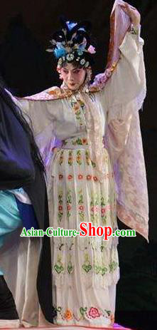 Chinese Sichuan Opera Highlights Hua Tan Garment Costumes and Headdress Hu Xian Hen Traditional Peking Opera Actress Dress Fairy Hu Lianniang Apparels