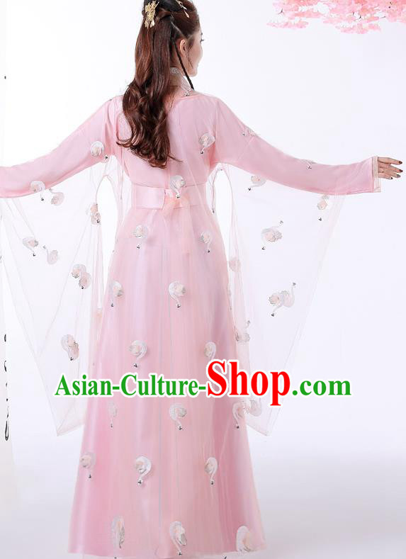 Chinese Ancient Drama Goddess Pink Hanfu Dress Apparels Traditional Ming Dynasty Female Swordsman Historical Costumes