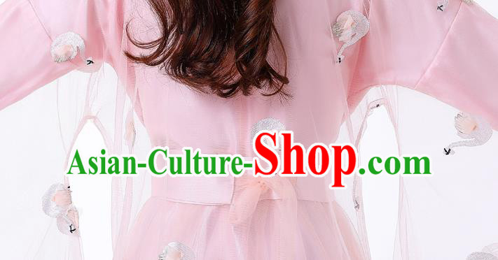 Chinese Ancient Drama Goddess Pink Hanfu Dress Apparels Traditional Ming Dynasty Female Swordsman Historical Costumes