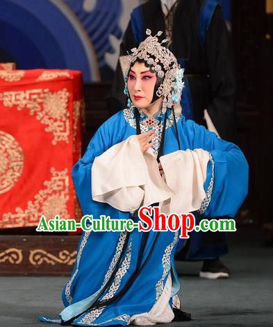 Chinese Hebei Clapper Opera Actress Garment Costumes and Headdress Dou E Yuan Traditional Bangzi Opera Female Dress Country Woman Apparels