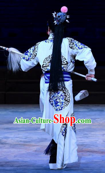 Xue Gang Fan Tang Chinese Bangzi Opera Young Boy Apparels Costumes and Headpieces Traditional Hebei Clapper Opera Martial Male Garment Xue Jiao Clothing