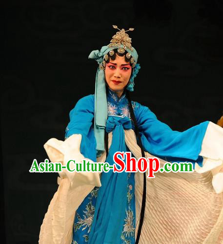 Chinese Hebei Clapper Opera Actress Hu Fenglian Garment Costumes and Headdress The Butterfly Chalice Traditional Bangzi Opera Young Female Dress Diva Apparels