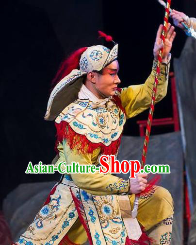 The Lotus Lantern Chinese Bangzi Opera Soldier Apparels Costumes and Headpieces Traditional Hebei Clapper Opera Takefu Garment Wusheng Clothing