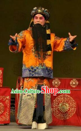 San Guan Pai Yan Chinese Bangzi Opera Prince Yang Yanhui Apparels Costumes and Headpieces Traditional Shanxi Clapper Opera Elderly Male Garment Laosheng Clothing