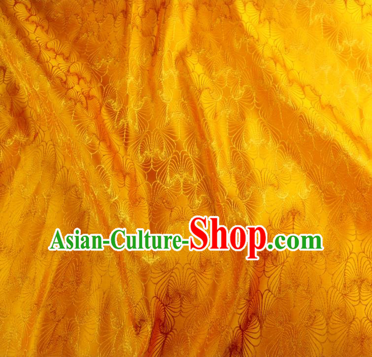 Asian Chinese Traditional Conch Pattern Design Golden Brocade Fabric Silk Tapestry Tang Suit Material
