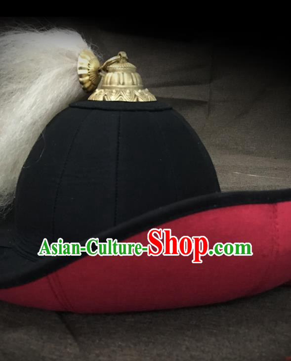 Traditional Chinese Song Dynasty Swordsman Black Flax Hat Headpiece Ancient General Helmet for Men