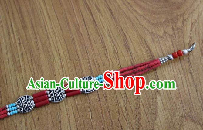 Chinese Traditional Tibetan Nationality Silver Carving Bracelet Jewelry Accessories Decoration Handmade Zang Ethnic Bangle for Women