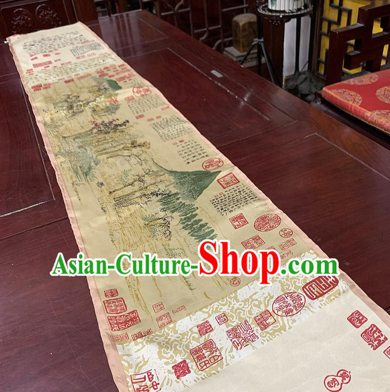 Chinese Classical Autumn Scenery Brocade Fabric Asian Traditional Silk Tapestry Material Painting