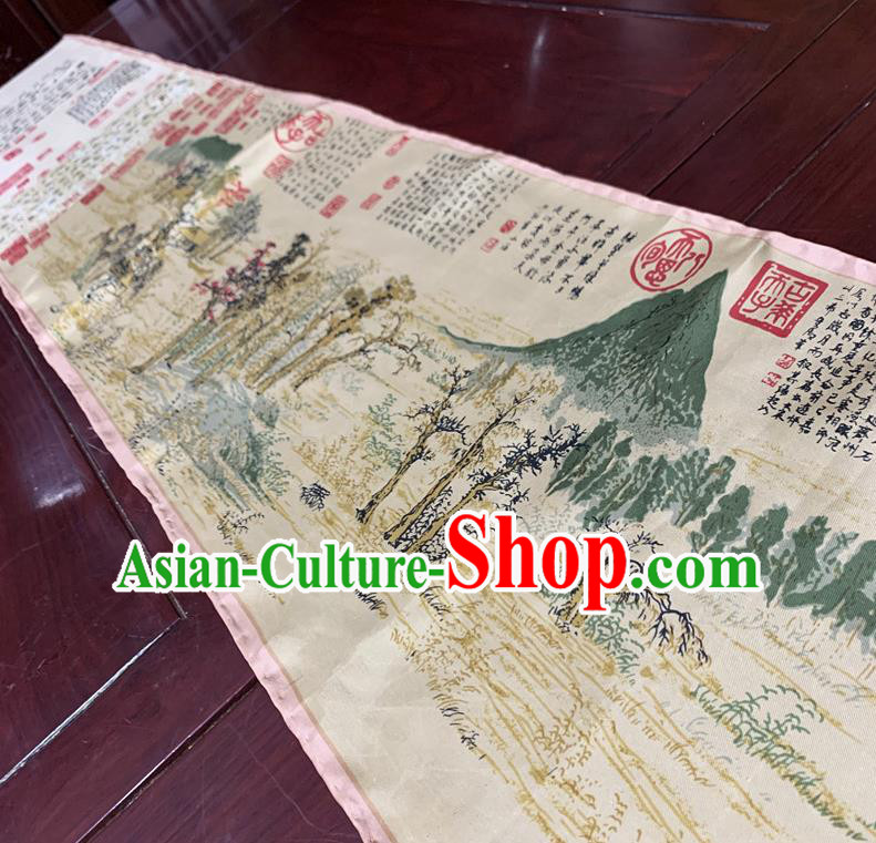 Chinese Classical Autumn Scenery Brocade Fabric Asian Traditional Silk Tapestry Material Painting