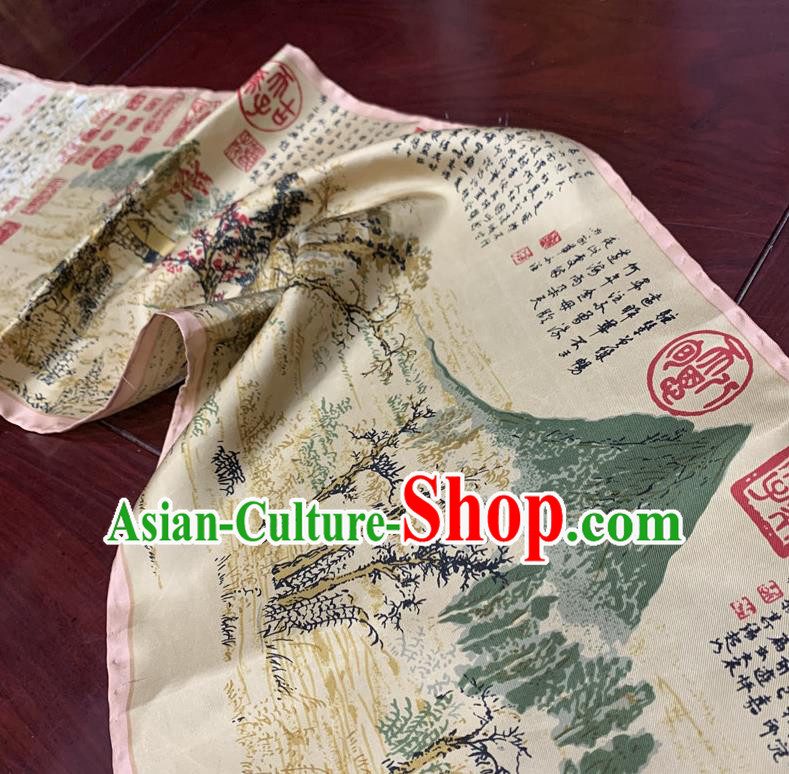 Chinese Classical Autumn Scenery Brocade Fabric Asian Traditional Silk Tapestry Material Painting