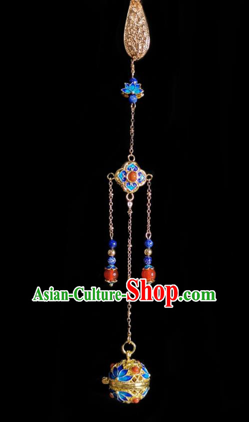 Chinese Classical Cheongsam Cloisonne Sachet Brooch Traditional Hanfu Accessories Handmade Tassel Breastpin Pendant for Women