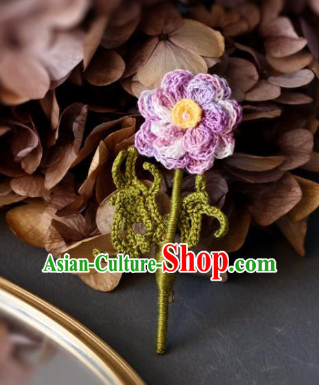 Top Grade Classical Wool Knitting Brooch Accessories Handmade Cheongsam Lace Flower Breastpin for Women