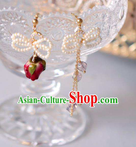Princess Handmade Pearls Tassel Earrings Classical Irregular Eardrop Jewelry Accessories for Women