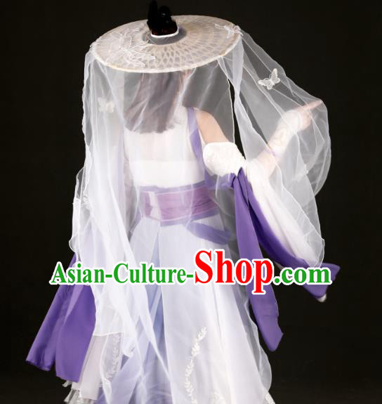 Traditional Chinese Cosplay Hanfu Dress Ancient Female Swordsman Purple Costume for Women