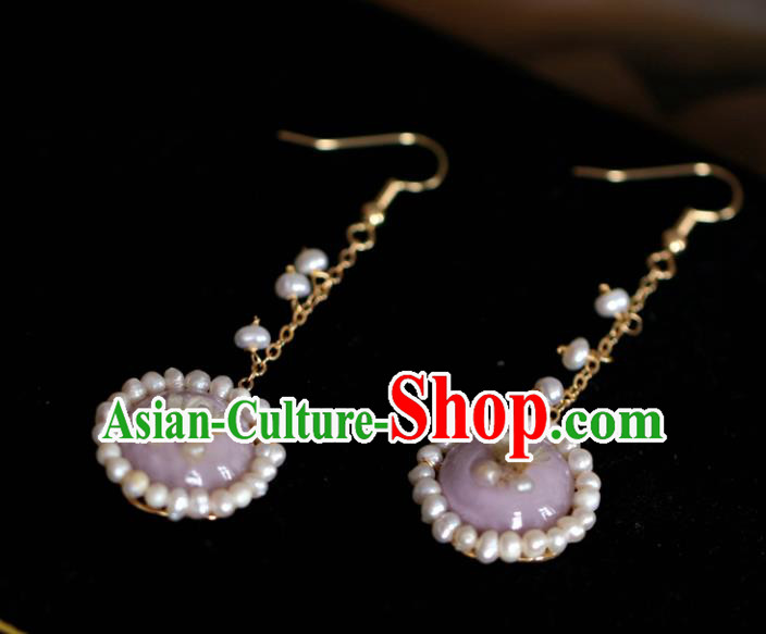 Princess Handmade Lilac Earrings Fashion Jewelry Accessories Classical Pearls Eardrop for Women