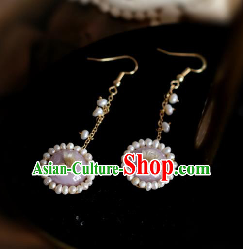 Princess Handmade Lilac Earrings Fashion Jewelry Accessories Classical Pearls Eardrop for Women