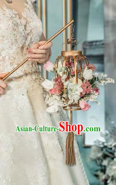 Handmade Chinese Wedding Prop Palace Lantern Top Grade Bride Accessories Photography Roses Portable Lamp for Women