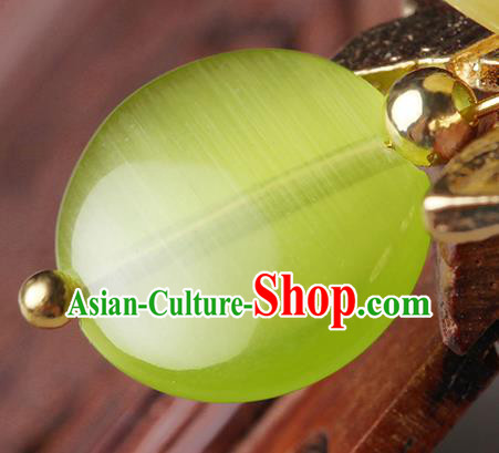 Traditional Chinese Fragrans Ear Accessories Handmade Eardrop National Cheongsam Green Opal Earrings for Women