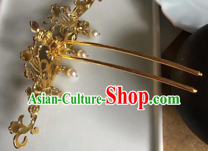 Chinese Classical Wedding Golden Phoenix Hair Crown Handmade Traditional Bride Hair Accessories Hairpins