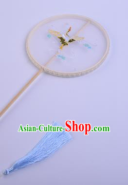Handmade Chinese Traditional Dance Silk Fan Accessories Decoration Hanfu Embroidered Crane Palace Fan for Women
