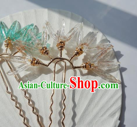 Handmade Chinese Beige Bamboo Leaf Hair Clip Traditional Hair Accessories Ancient Hanfu Hairpins for Women