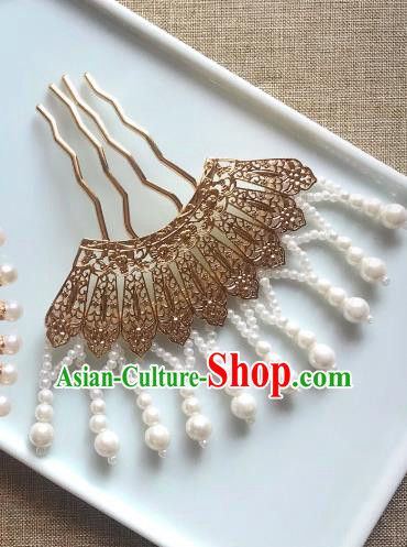 Handmade Chinese Song Dynasty Empress Hair Clip Traditional Hair Accessories Ancient Queen Golden Hairpins for Women
