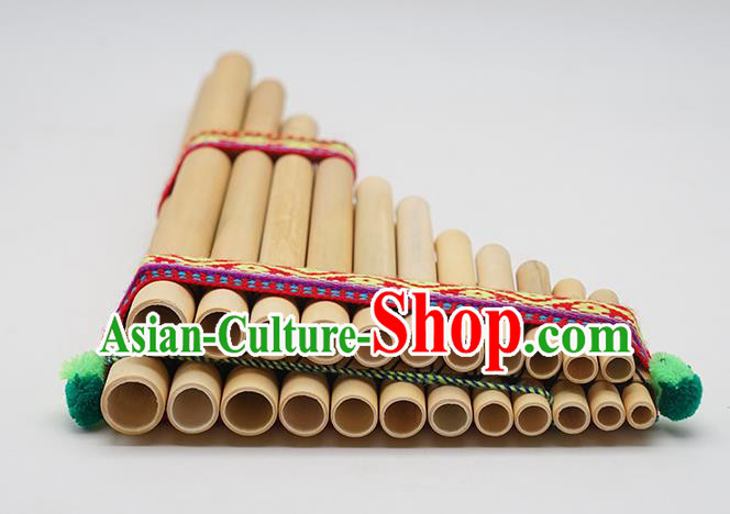 Peru Traditional Musical Instruments Indian Religious Double Row Panpipe Wind Instrument 23 Scale Pan Flute