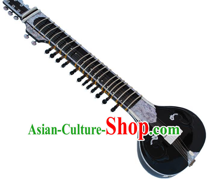 India Traditional Musical Instruments Indian Black Sitar Rosewood Handmade Carving Plucked String Instrument
