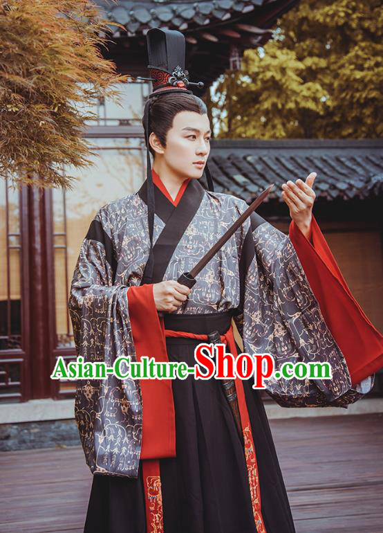 Traditional Chinese Jin Dynasty Prince Hanfu Apparels Ancient Nobility Childe Historical Costumes Full Set for Men