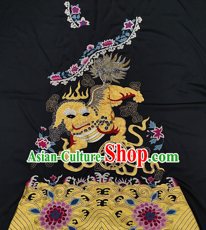 Chinese Traditional Embroidered Kylin Fabric Patches Handmade Embroidery Craft Embroidering Silk Cheongsam Applique Accessories