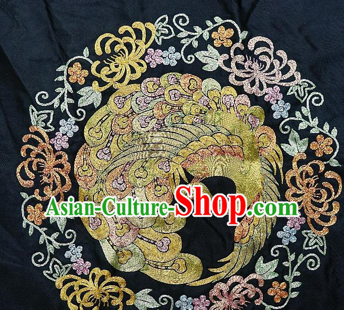 Chinese Traditional Embroidered Phoenix Chrysanthemum Fabric Patches Handmade Embroidery Craft Embroidering Silk Decorative Accessories