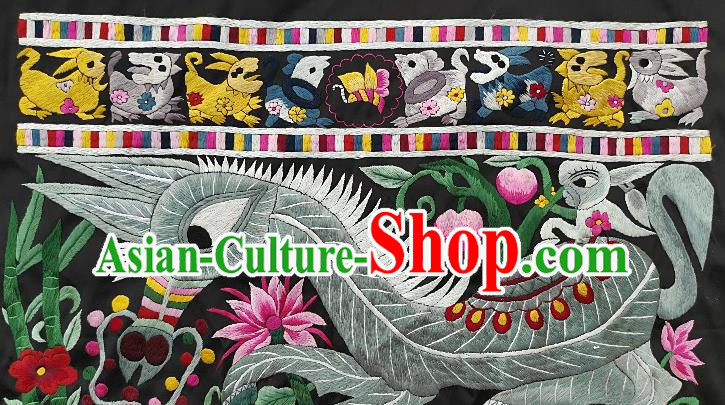 Chinese Traditional Embroidered Horse Monkey Fabric Patches Handmade Embroidery Craft Miao Ethnic Accessories Embroidering Peach Applique