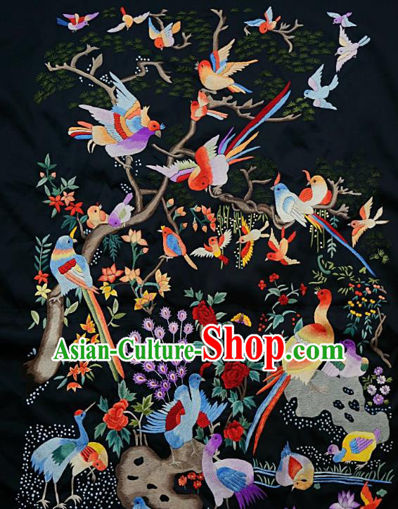 Chinese Traditional Embroidered Peacock Birds Fabric Patches Handmade Embroidery Craft Embroidering Silk Decorative Painting