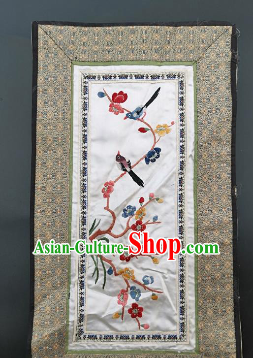 Chinese Traditional Embroidered Red Plum Blossom Picture Handmade Embroidery Craft Embroidering Silk Decorative Painting