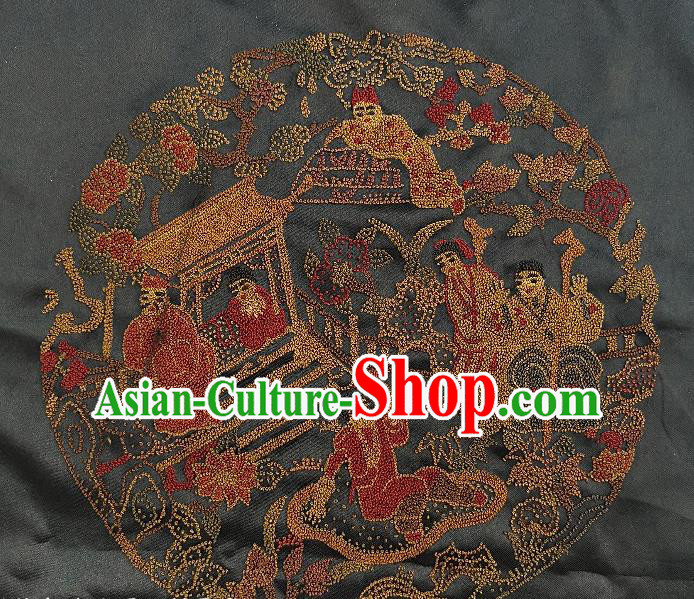 Chinese Traditional Embroidered Red Cloth Character Painting Handmade Embroidery Craft Embroidering Silk Decorative Picture