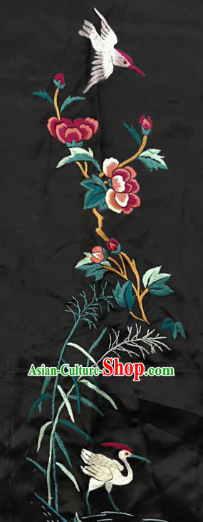 Chinese National Embroidered Bird Peony Black Silk Painting Traditional Handmade Embroidery Craft Embroidering Decorative Wall Picture