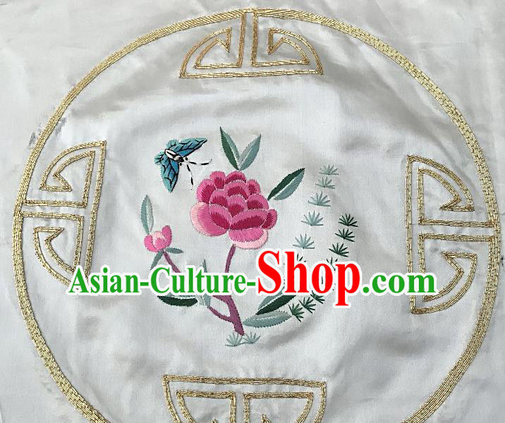 Traditional Chinese Embroidered Flower Butterfly Cloth Patches Handmade Embroidering Dress Applique Embroidery Silk Fabric Round Accessories