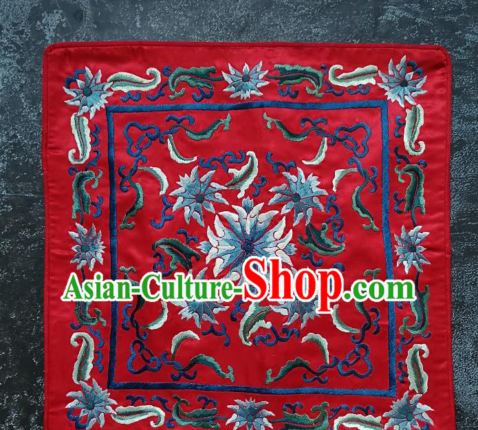 Traditional Chinese Embroidered Flowers Fabric Hand Embroidering Dress Applique Embroidery Red Silk Patches Pillowslip Accessories