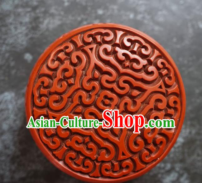 Chinese Traditional Carved Lacquerware Inkpad Box Accessories Handmade Red Lacquer Rouge Box Craft