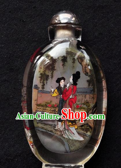 Chinese Handmade Character Snuff Bottle Traditional Inside Painting Court Woman Snuff Bottles Artware