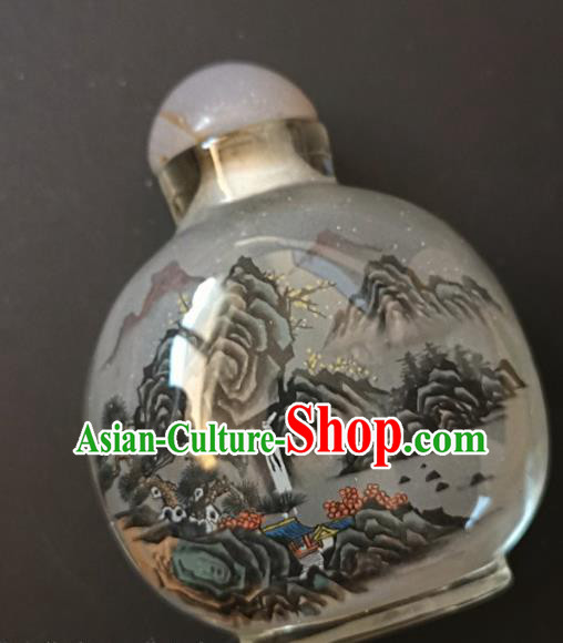 Chinese Handmade Landscape Snuff Bottle Traditional Inside Painting Scenery Snuff Bottles Artware