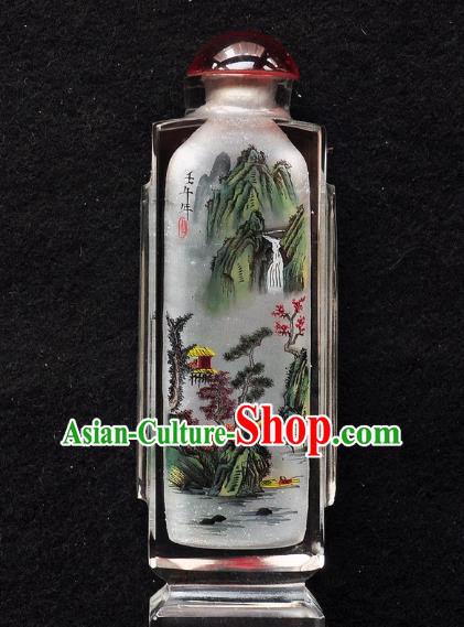 Chinese Handmade Scenery Snuff Bottle Traditional Inside Painting Landscape Snuff Bottles Artware