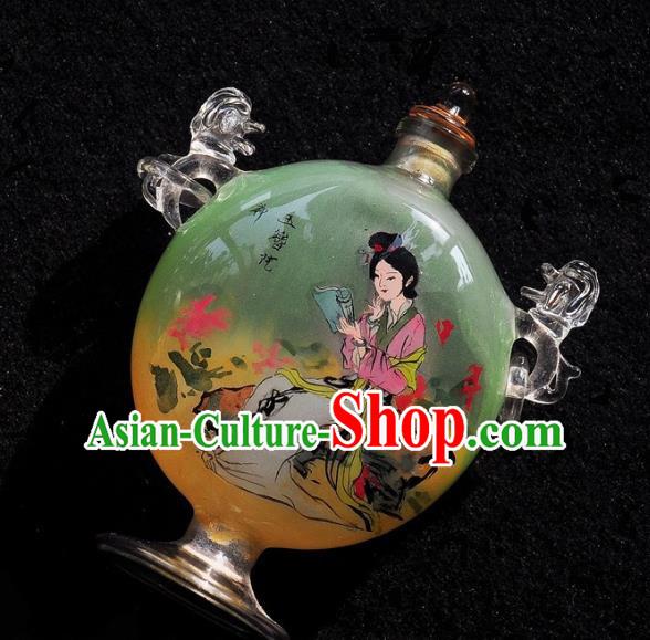 Chinese Handmade Young Beauty Snuff Bottle Traditional Inside Painting Palace Lady Snuff Bottles Artware