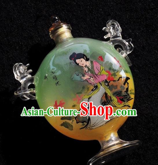 Chinese Handmade Young Beauty Snuff Bottle Traditional Inside Painting Palace Lady Snuff Bottles Artware
